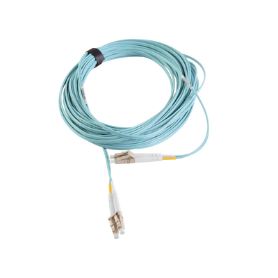 SIEMON Jumper de Fibra Óptica Multimodo 50/125 XGLO OM3, LC-LC Duplex, OFNR, Color Aqua, 10 Metros MOD: FJ2-LCLC5L-10AQ
