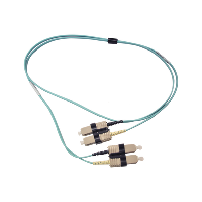 SIEMON Jumper de Fibra Óptica Multimodo 50/125 OM3 XGLO, SC-SC Duplex, OFNR, Color Aqua, 1 Metro MOD: FJ2-SCSC5L-01AQ