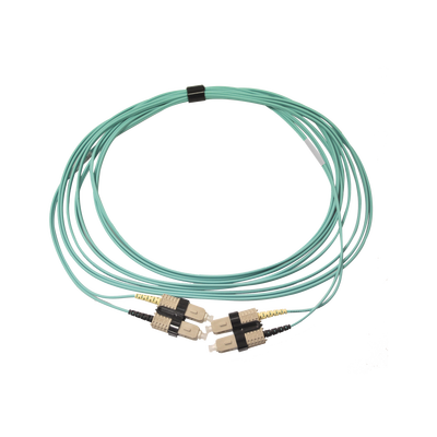 SIEMON Jumper de Fibra Óptica Multimodo 50/125 OM3 XGLO, SC-SC Duplex, OFNR, Color Aqua, 5 Metros MOD: FJ2-SCSC5L-05AQ