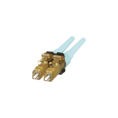 PANDUIT Conector de Fibra Óptica LC Duplex OptiCam, Multimodo 50/125 OM3/OM4, Pre-pulido, Color Aqua MOD: FLCDMCXAQY