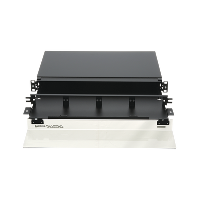 PANDUIT Panel de Distribución de Fibra Óptica, Acepta 4 Placas FAP o FMP, Bandeja Deslizable, Hasta 48 Fibras, Color Negro, 1UR MOD: FMD1
