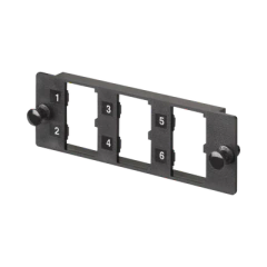 PANDUIT Placa Modular FAP de 6 Puertos Mini-Com, Acepta Módulos de Fibra Óptica, Cobre o Audio y Video, Color Negro MOD: FMP6