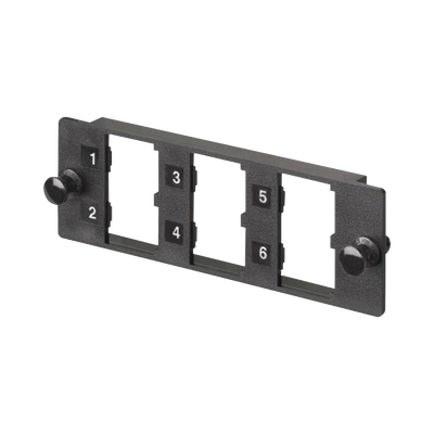 PANDUIT Placa Modular FAP de 6 Puertos Mini-Com, Acepta Módulos de Fibra Óptica, Cobre o Audio y Video, Color Negro MOD: FMP6