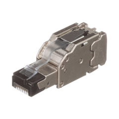 PANDUIT Plug RJ45 Blindado, Instalación Recta, Terminación en Campo Certificable, Compatible con Cat5e, Cat6 y Cat6A, Color Plata MOD: FPS6X88MTG