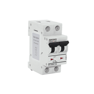 EPCOM POWERLINE Protección Térmica 2P, 16A, Corriente Directa 800 Vcc para Aplicación Fotovoltaica Montaje Riel DIN MOD: FPV63