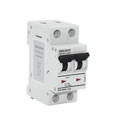 EPCOM POWERLINE Térmica 2P, 63 A, Corriente Directa 800 Vcc para Aplicación Fotovoltaica Montaje Riel DIN MOD: FPV632PC63