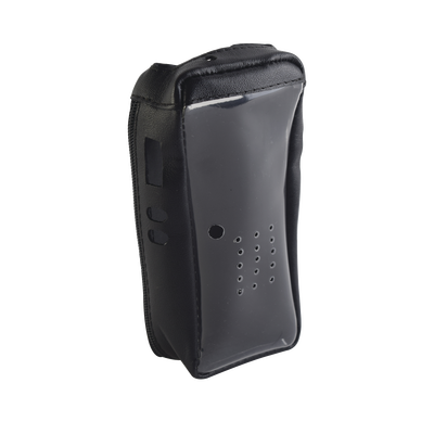 SYSCOM Funda de piel reforzada con visor frontal transparente, para radios NX-200, NX-300. MOD: FSMNX-200T