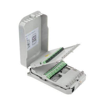 FIBERHOME Caja Terminal de Fibra Óptica para instalación en interior, montaje en pared, 16 acopladores SC/APC monomodo, hasta 16 empalmes MOD: FTB-523-SCA