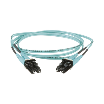 PANDUIT Jumper de Fibra Optica Multimodo 50/125 OM3, LC-LC Duplex, OFNR (Riser), Color Aqua, 0.50 Metros MOD: FX2ERLNLNSNM0.5