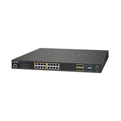 PLANET Switch Adminsitrable L2+, 16 puertos Ultra PoE 802.3bt, 4 puertos SFP, 2 puertos SFP+ MOD: GS-5220-16UP4S2X