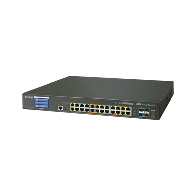 PLANET Switch Administrable L3 24 puertos 10/100/1000 Mbps c/Ultra PoE 400 Watts, 4 Puertos 10G SFP+ MOD: GS-5220-24UP4X