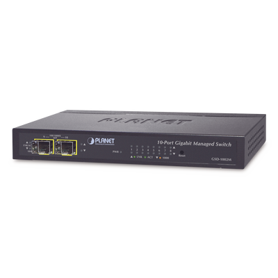 PLANET Switch Administrable de Escritorio 8 puertos Giga + 2 puertos SFP MOD: GSD-1002M