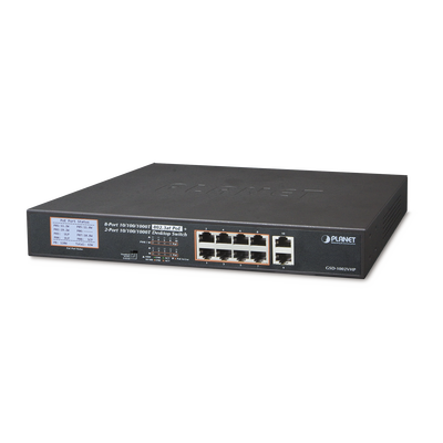 PLANET Switch No Adminsitrable PoE+ distancia 250 metros 8 puertos PoE Gigabit + 2 gigabit MOD: GSD-1002VHP