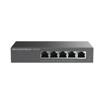 GRANDSTREAM Switch PoE+ Gigabit No Administrable / 5 puertos 10/100/1000 Mbps / 4 puertos PoE+ / hasta 60W GWN7700P