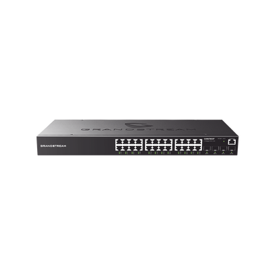 GRANDSTREAM Switch Gigabit PoE+ Administrable / 24 puertos 10/100/1000 Mbps + 4 Puertos SFP Uplink / Hasta 360W / Compatible con GWN Cloud. MOD: GWN7803P