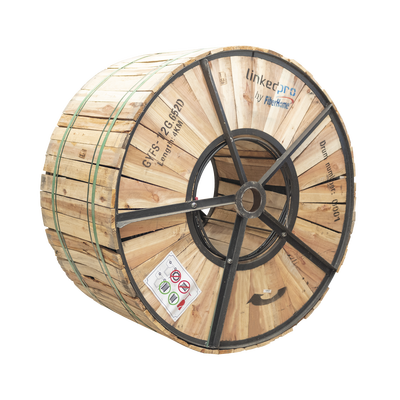 LINKEDPRO BY FIBERHOME Carrete de 4 km de Fibra Óptica para Exterior G.652D, Armada, Monomodo de 12 Hilos, Loose Tube, Color Negro MOD: GYFS-12C/4KM