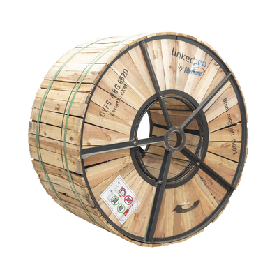 LINKEDPRO BY FIBERHOME Carrete de 4 km de Fibra Óptica para Exterior G.652D, Armada, Monomodo de 48 Hilos, Loose Tube, Color Negro MOD: GYFS-48C/4KM