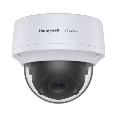 HONEYWELL Mini Domo IP 8 Megapíxel / Lente Mot. 2.7 a 13.5 mm / 50 mts IR / NDAA / ONVIF / Exterior IP67 / IK10 / IA (Filtro de Humanos y Vehiculos) / Merodeo / Conteo de Personas / PoE / Audio y Alarmas I/O / Serie 35 / Honeywell Security HC35W48R2