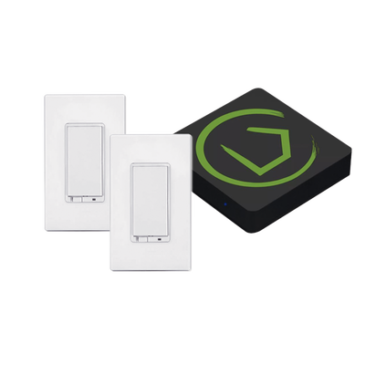 HUBITAT INC KIT HUB Controlador inteligente para dispositivos Zwave, Zigbee, Shelly, Lutron, incluye 1 HUB / 2 Apagadores inteligentes On/Off Zwave MOD: HC7K1