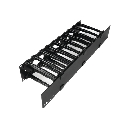 SIEMON Organizador de Cable Horizontal RouteIT, Sencillo, Para Rack de 19in, 6in de profundidad, 2UR MOD: HCM-6-2U