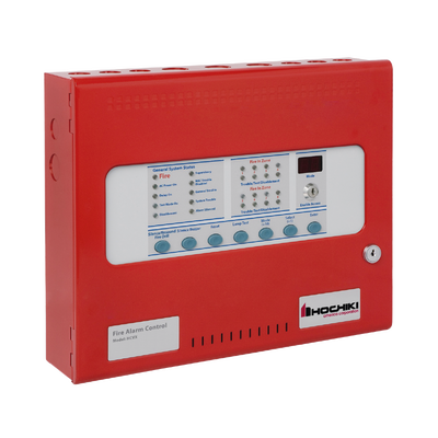 HOCHIKI Panel Convencional de Detección de Incendio / 8 Zonas / Sin Comunicador / Color Rojo MOD: HCVX-8R/115V