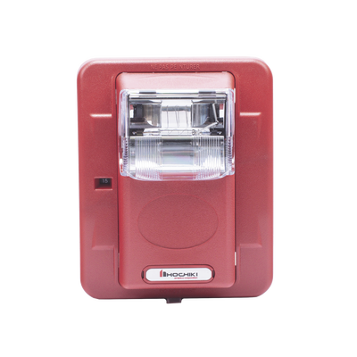HOCHIKI Lámpara Estroboscópica de Montaje en Pared, 24 Vcc, 15/30/60/75/110 Candelas, sin Letras, Color Rojo MOD: HES3-24PWR