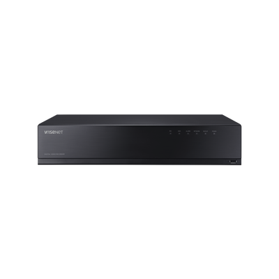 Hanwha Techwin Wisenet DVR 18 Canales (16 Analogicos + 2 IP) hasta 8 MP/ Soporta 4 Tecnologías (AHD, TVI, CVI, CVBS) / 8 bahias HDD (no incluidos) MOD: HRX-1635