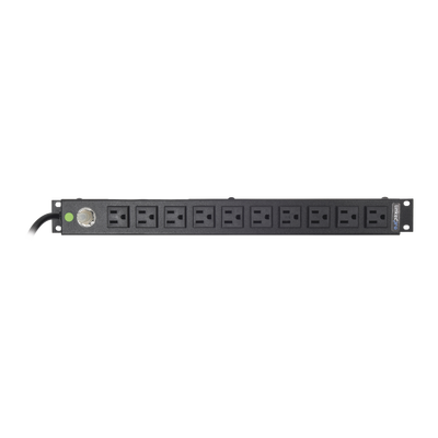 LINKEDPRO BY EPCOM Tomacorriente Horizontal (PDU) de 10 Contactos (NEMA 5-15R) Rack 19" 1UR. Voltaje Entrada/Salida: 120Vca/15A MOD: HTCM-1U-10C