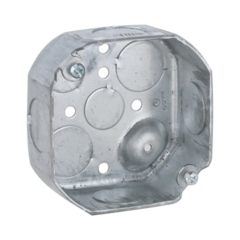RACO Caja Octagonal de 4" / Profundidad 1 1/2" / 4 Entradas de 3/4" y 4 Entradas de 1/2" / Troquelada. MOD: HUB-127