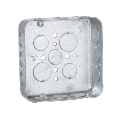 RACO Caja Cuadrada 4 11/16"/ Profundidad 1 1/2"/ 15 Entradas 1/2", 2 Entradas 3/4"/ Troquelada. MOD: HUB-245
