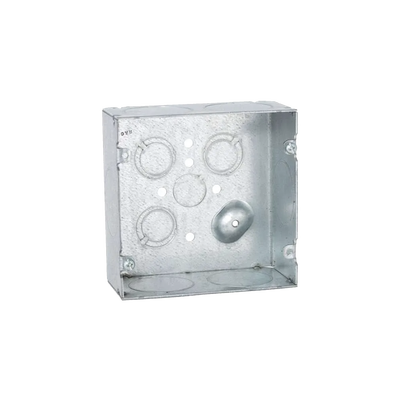 RACO Caja Cuadrada 4 11/16 x 4 11/16"/ Profundidad 2- 1/8"/ Cuenta con 6 Entrada de 1 1/4"/ 1 Entrada de 1/2" / 3 TKO (1/2"-3/4"). MOD: HUB-259