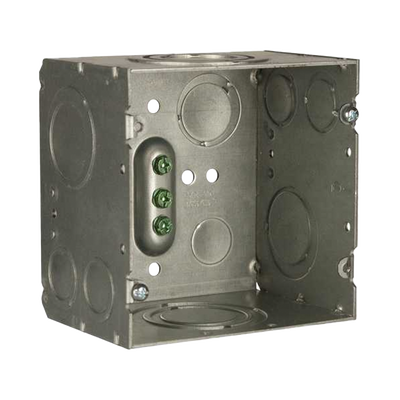 RACO Caja Cuadrada 4- 11/16" x 4 11/16"/ Profundidad de 3-1/4"/ 2 Entradas 1", 1 1/4", 1 1/2", 2", 2 Entradas 1"-1 1/4", 2 Entradas 3/4 "- 1", 4 Entradas 1/2" - 3/4", 2 Entradas 1/2". MOD: HUB260