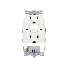 HUBBELL Contacto de Auto-verificación GFCI con Interruptor de Falla a Tierra de 15 A 125 V 2 Polos, 3 Hilos Color Blanco (Nema 5-15R), Grado Comercial. MOD: HUB-GFR-ST-15W