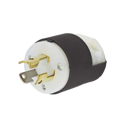 HUBBELL Clavija Industrial con Bloqueo de Media Vuelta / 15 A 125 V CA / 2 Polos 3 Hilos / Color Blanco y Negro / Nema L5-15P. MOD: HUB-HBL-4720C