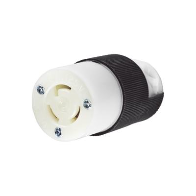 HUBBELL Conector Industrial con Bloqueo de Media Vuelta / 15 A 125 V CA / 2 Polos 3 Hilos / Color Blanco y Negro / Nema L5-15R. MOD: HUB-HBL-4729C