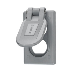 HUBBELL Tapa Resistente a Intemperie para Contacto Dúplex de Policarbonato Color Gris. MOD: HUB-HBL-522-2