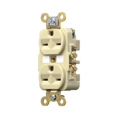 HUBBELL Contacto Dúplex 15 A 250 V / 2 Polos 3 Hilos / Nema 6-15R / Grado Industrial /Color Marfil. MOD: HUB-HBL-566-2I