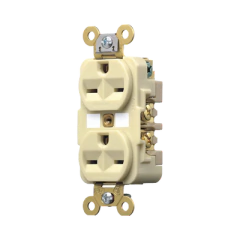 HUBBELL Contacto Dúplex 15 A 250 V / 2 Polos 3 Hilos / Nema 6-15R / Grado Industrial /Color Marfil. MOD: HUB-HBL-566-2I