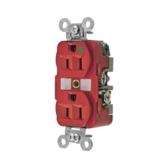 HUBBELL Contacto Dúplex 15 A, 125 V, 2 polos, 3 Hilos, Color Rojo (Nema 5-15R), Grado Hospital. MOD: HUB-HBL-8200-RED