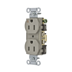 HUBBELL Contacto Dúplex Conexión a Tierra Aislada/ 15 A 125 V/ 2 Polos 3 Hilos/ Color Gris/ Nema 5-15R/ Grado Comercial. MOD: HUB-IG-5252GY