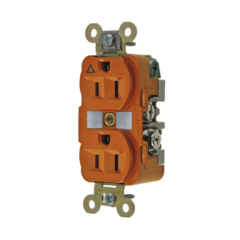 HUBBELL Contacto Dúplex Conexión a Tierra Aislada 15A 125V/ 2 Polos 3 Hilos/ Color Naranja/ Nema 5-15R/ Grado Industrial. MOD: HUB-IG5262