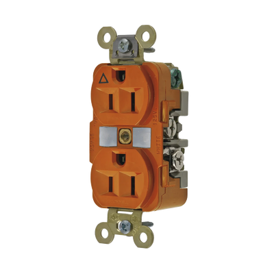 HUBBELL Contacto Dúplex Conexión a Tierra Aislada 15A 125V/ 2 Polos 3 Hilos/ Color Naranja/ Nema 5-15R/ Grado Industrial. MOD: HUB-IG5262