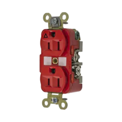 HUBBELL Contacto Dúplex Conexión a Tierra Aislada 15A 125V/ 2 Polos 3 Hilos/ Color Rojo/ Nema 5-15R/ Grado Industrial. MOD: HUB-IG5-262-R
