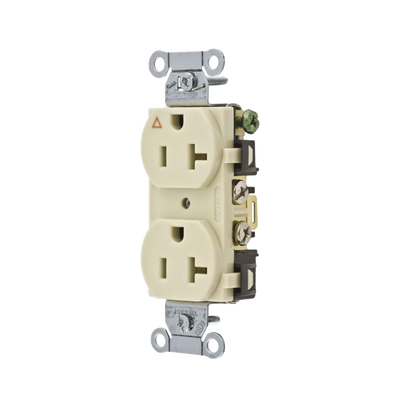 HUBBELL Contacto Dúplex Conexión a Tierra Aislada/ 20 A 125 V/ 2 polos 3 Hilos/ Color Marfil/ Nema 5- 20R/ Grado Comercial. MOD: HUB-IG5352I