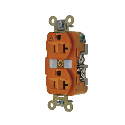 HUBBELL Contacto Dúplex Conexión a Tierra Aislada/ 20 A 125 V/ 2 polos 3 Hilos/ Color Naranja/ Nema 5- 20R/ Grado Industrial. MOD: HUB-IG5362