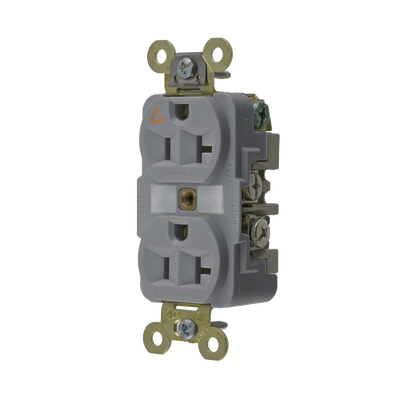 HUBBELL Contacto Dúplex Conexión a Tierra Aislada/ 20 A 125 V/ 2 polos 3 Hilos/ Color Gris/ Nema 5- 20R/ Grado Industrial. MOD: HUB-IG5362GY