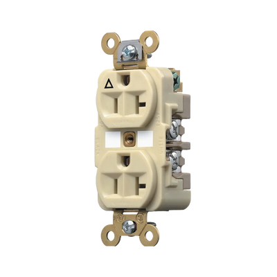 HUBBELL Contacto Dúplex Conexión a Tierra Aislada/ 20 A 125 V/ 2 polos 3 Hilos/ Color Marfil/ Nema 5- 20R/ Grado Industrial. MOD: HUB-IG5362I