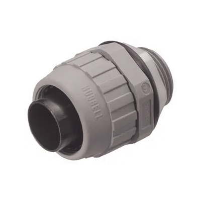 HUBBELL Conector Recto de Nylon de 1/2" para Tubería Liquidtight Polytuff. MOD: HUB-P050-NG-YA