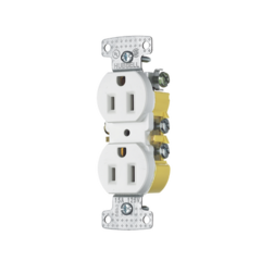 HUBBELL Contacto Duplex 15A 125V/ 2 Polos 3 Hilos/ Nema 5-15R/ Color Blanco. MOD: HUB-RR15W