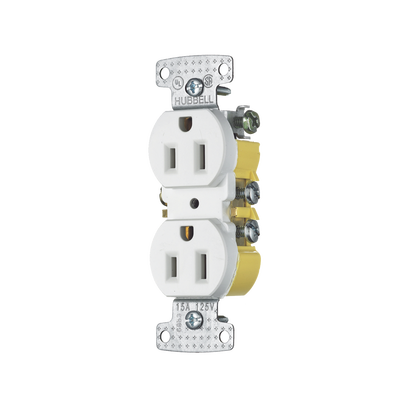 HUBBELL Contacto Duplex 15A 125V/ 2 Polos 3 Hilos/ Nema 5-15R/ Color Blanco. MOD: HUB-RR15W